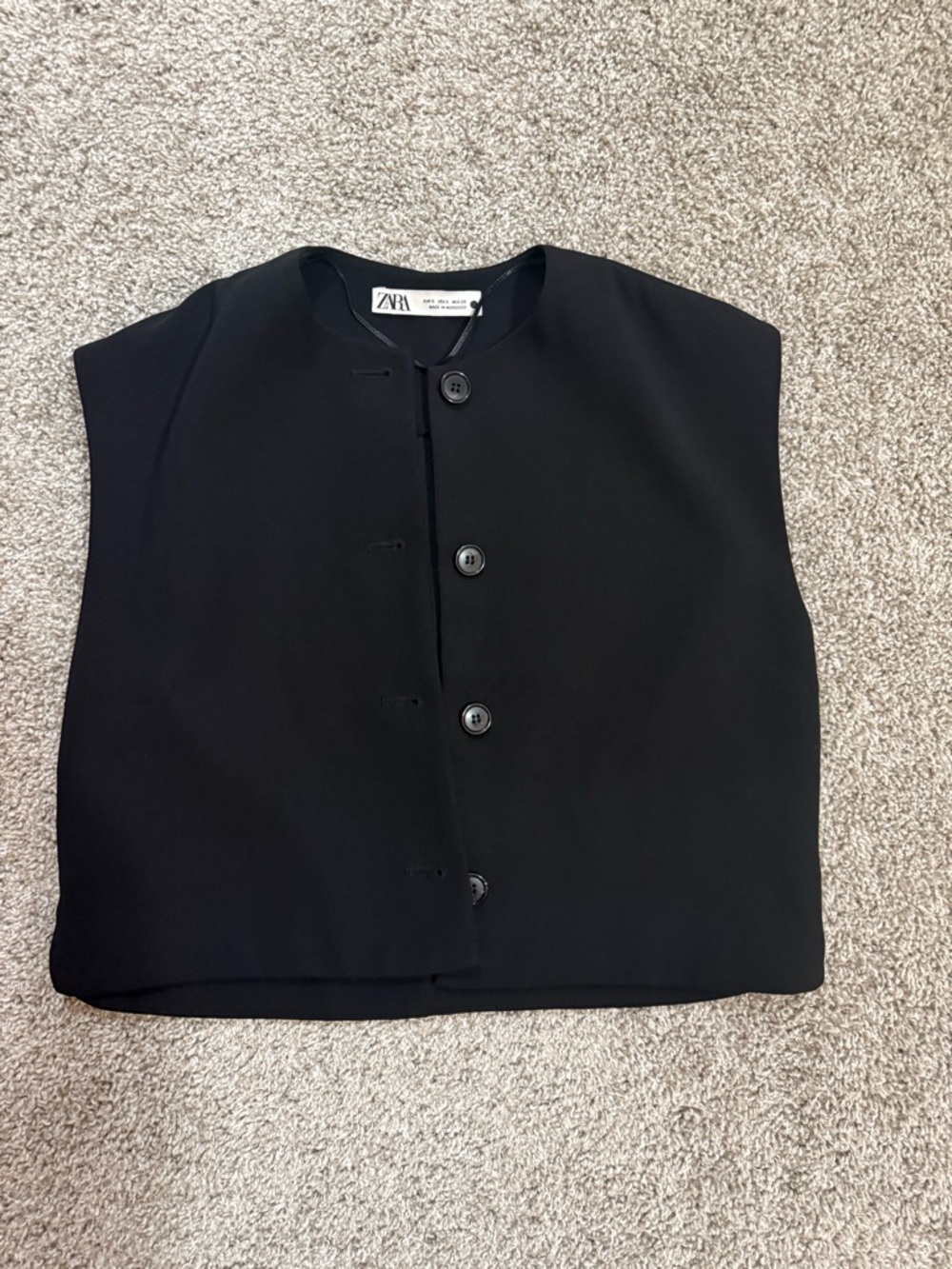 Zara Black Button Front Vest